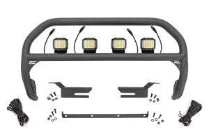 Ford Bronco Nudge Bar - Front - Rough Country - 3 Inch Wide Angle LED (x4) - Black - '21-'23